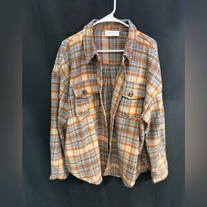 Forever 21 Blue and Orange Plaid Utility Jacket